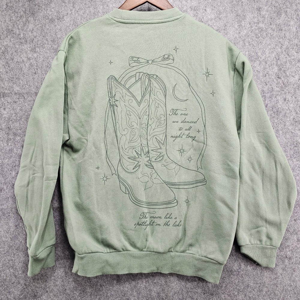Taylor Swift Self-Titled Danced All Night Long Kanga Pocket Crewneck M Green